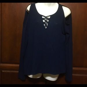 Aeropostale Blue cold shoulder sweater large